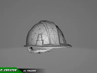 Worker Helmet Green Safety Helmet Lowpoly 3d model Low-poly 3D model