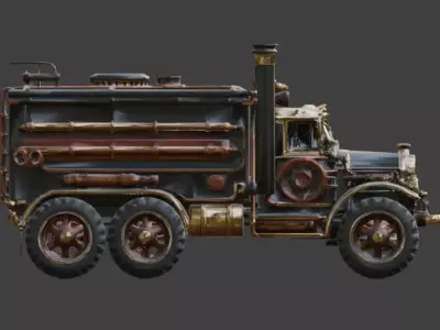 Steampunk Military Supply Truck 3D Model Low-poly 3D model by Choco-Bear