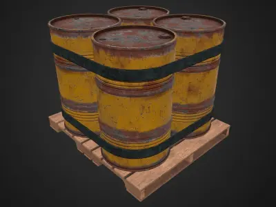 Barrel pallet Low-poly 3D model