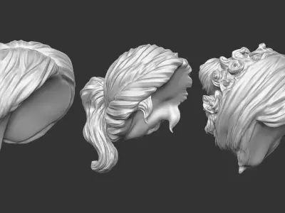 15 Female greek or roman statue hair styles hairdoo IMM brush 3D model