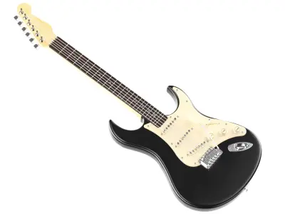 Detailed Electric Guitar Black 3D model