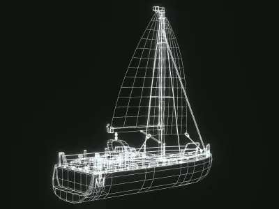  Sailboat Low-poly 3D model