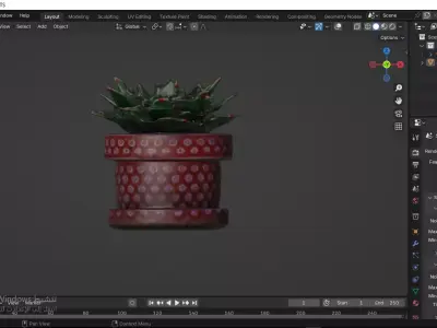 Cactus plant pot Low-poly 3D model
