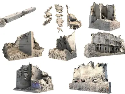 Concrete Rubble Pack 3D model