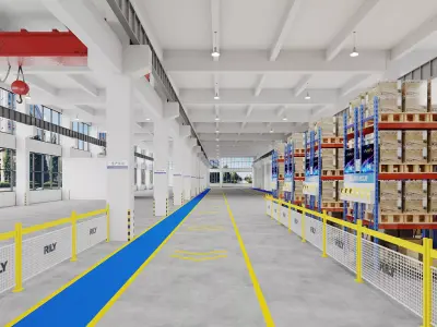 Warehouse - Factory Interior 3D model