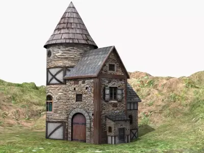 Medieval House Low-poly 3D model 20