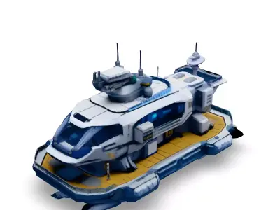 SciFi Futuristic Landing Ship Model Low-poly 3D model