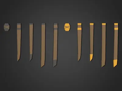 Low Poly Cleaver Pack 1 Low-poly 3D model