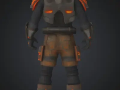 Emberclad Fire Soldier in Heat Resistant Iron Mask Low-poly 3D model