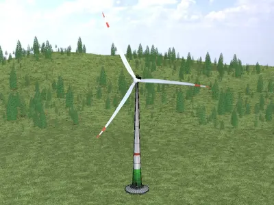 Wind turbine E1 H-132 RD 172 m with animation and Foundation Low-poly 3D model