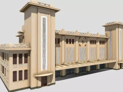 Railway Station Low-poly 3D model get