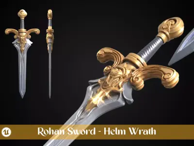 Stylized Rohan Sword - Helm Wrath - Game Ready 3D model