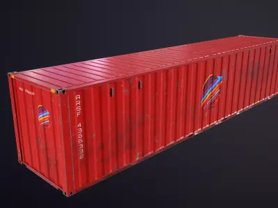 Intermodal Shipping Container 40-foot-long Old Low-poly 3D model