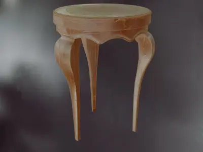 Stool round wooden table Free low-poly 3D model