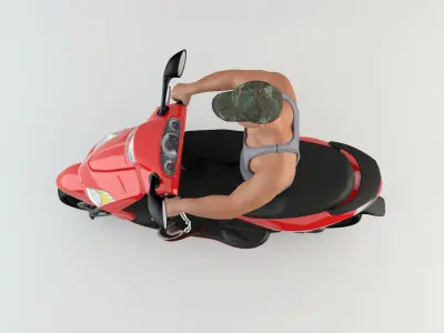 Motorcyclist 1 man riding scooter 3D model