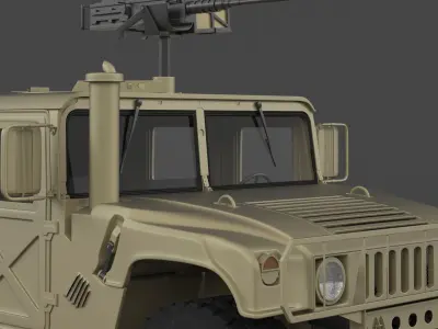 Humvee military vehicle with gun on top 3D model