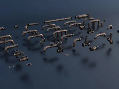 Modular Pipes for game and cinematic purpose Low-poly 3D model