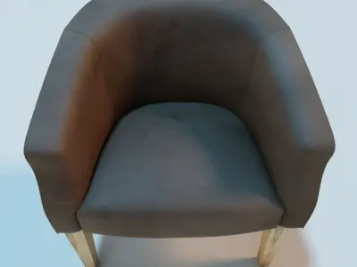 Antique Leather Tub Chair 3D model