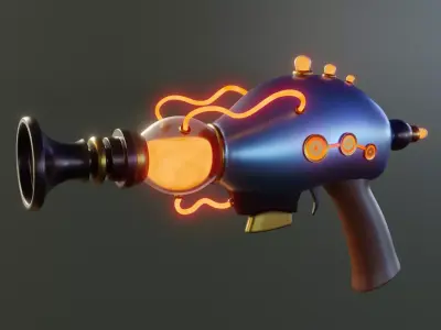 Sci-Fi Gun Low-poly 3D model 5