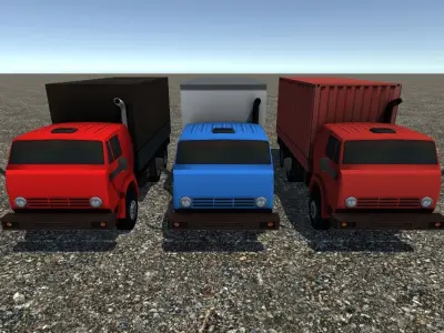 Industrial Small Truck Pack - VII Low-poly 3D model