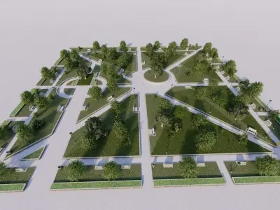 public park-Private Park Landscape 3D model 8