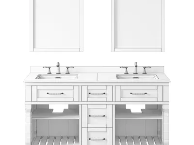 OVE Riverland 60 Antique Oak Vanity 3D model