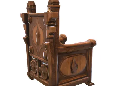 Medieval Wooden Furniture  Pack   Low-poly 3D model