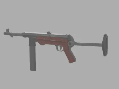 Low Poly MP-40 machine gun Low-poly 3D model