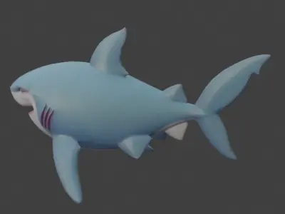 Stylized shark midpoly Free 3D model