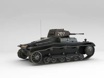 Low Poly SdKfz 121 Panzer II Ausf A Low-poly 3D model