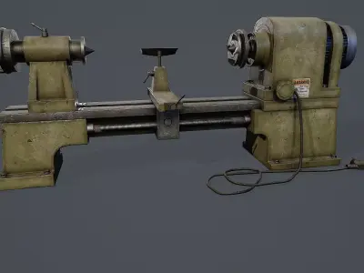 Wood Lathe PBR  Low-poly 3D model