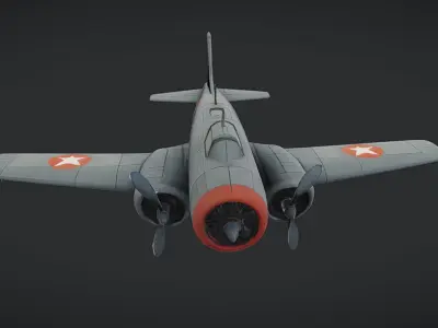 military propeller airplane model 3D model