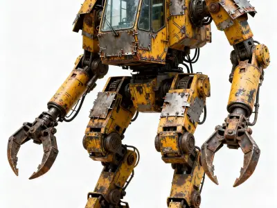 Industrial Brawler Mech 3D Model Low-poly 3D model