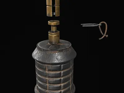 Type 97 Hand Grenade And Type 89 Grenade Launcher 3D model