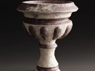 Urn planter ruined Low-poly 3D model