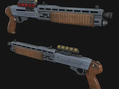 Game Ready Shotgun two shotguns Low-poly 3D model