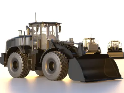 Wheel Loader Black Low-poly 3D model