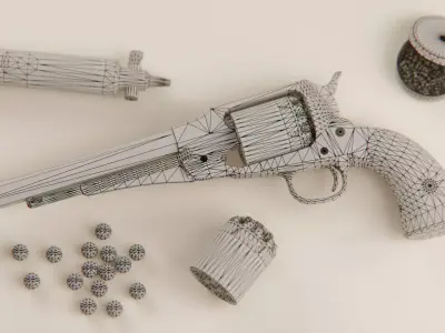 Remington 1858 New Model Army Revolver Low-poly 3D model