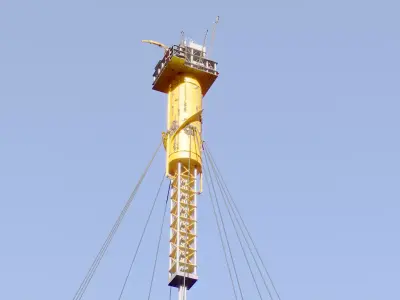 Aged SPAR Leg Oil Rig Low-poly 3D model