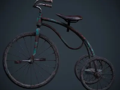 Old child bicycle Low-poly 3D model