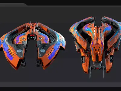 DRAKX - ALIEN Destroyer DK3 Low-poly 3D model