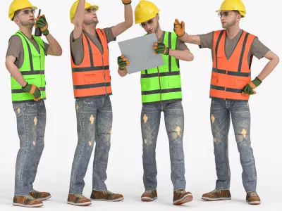 Realistic 3D Construction Worker Outfit - PPE Set Low-poly 3D model