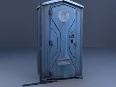 Industrial Toi Toi mobile toilet with support Low-poly 3D model