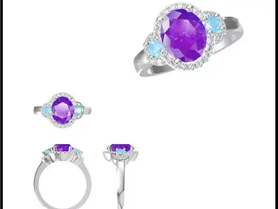 JCD Format Antique color stone rings 3dm jewelry 3D print model purchase