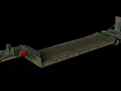 Lowboy Heavy Equipment Trailer Low-poly 3D model