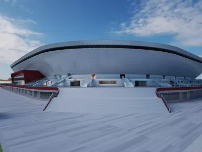 Professional Football Stadium Arena with Training Pitches 3D model