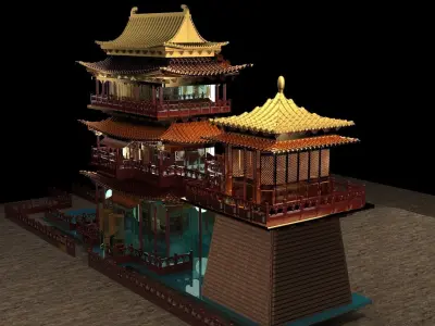 Chinese ancient house  3D model 4