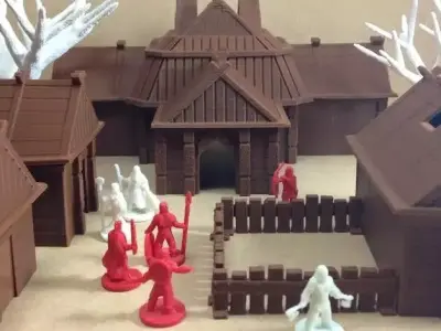 small beautiful brown Viking Village model 3D model