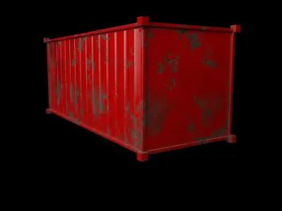 Container-red PBR shipping container Low-poly 3D model