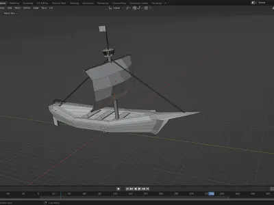 medieval Fishing boat Low-poly 3D model